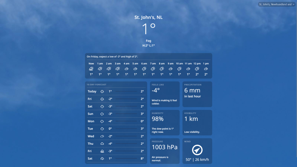 Weather App screenshot.